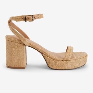 EXPRESS Woven Block Mid Heeled Sandals